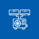 Small icon depicting a split system unit, representing components of HVAC or electrical systems.