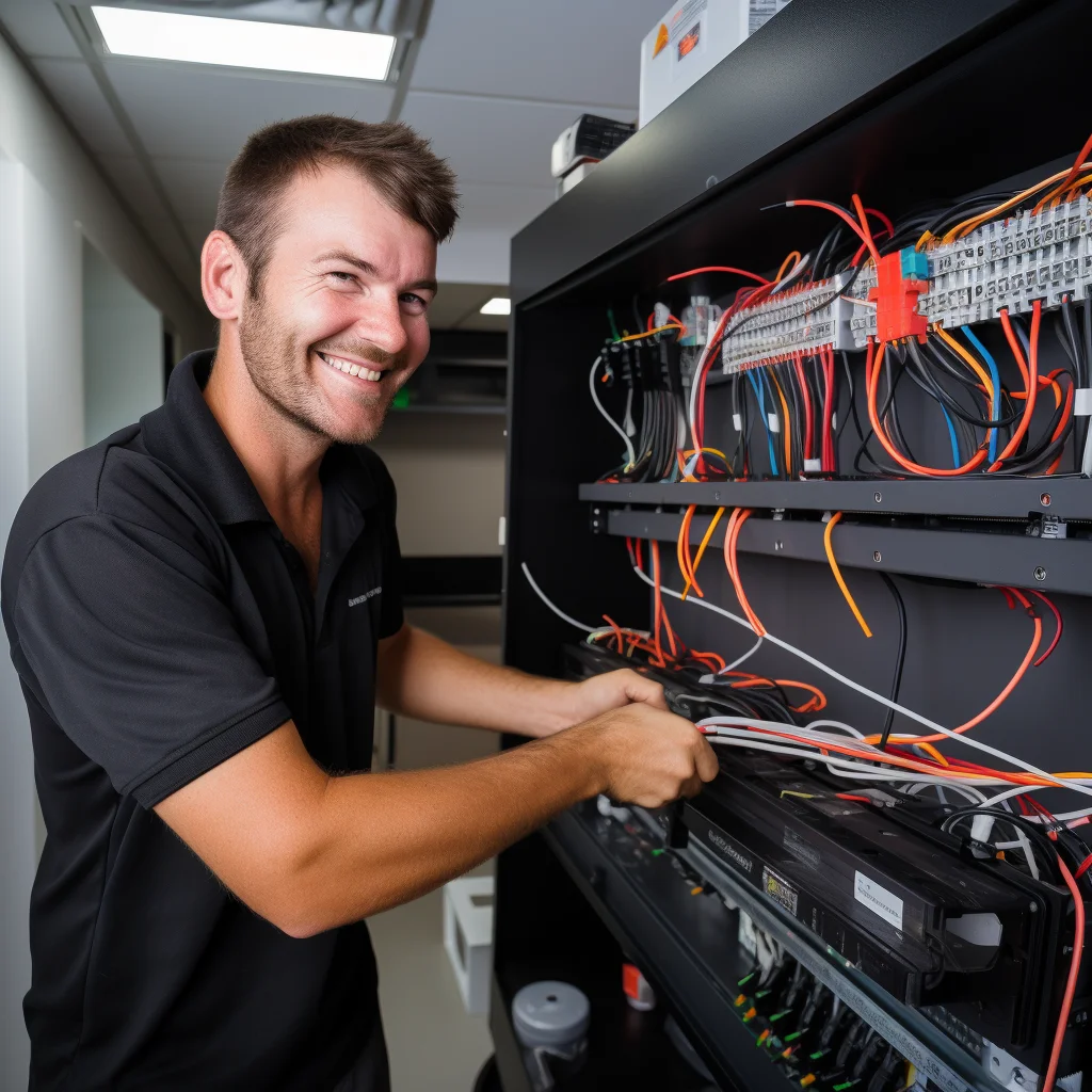 a electrician is working