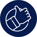 Icon of a thumbs-up representing positive reputation with text about strong image across Gold Coast