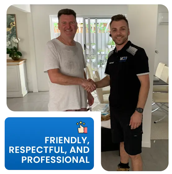 our emergency electrician with our happy client in gold coast